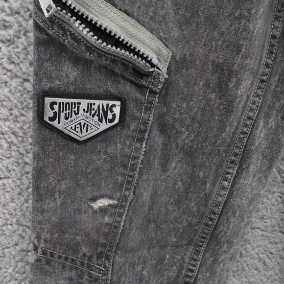 Vintage 90's Levi's Sport Jeans Kids 8 Acid Wash Zip Pockets Elastic Button Snap - Picture 3 of 14